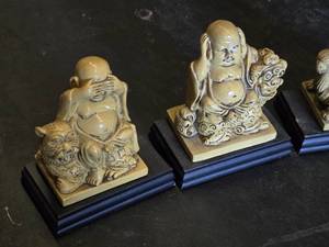 Set 3 of Laughing Buddha Figurines - about 4