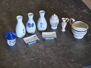 SMall Japanese Porcelain Sake Set and Decorative Ceramics
