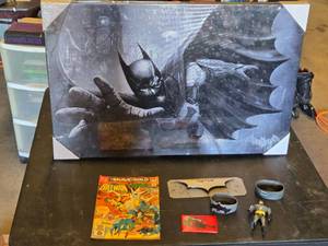 Batman Canvas Art (dent in the middle), Comic Book, and Collectibles Lot