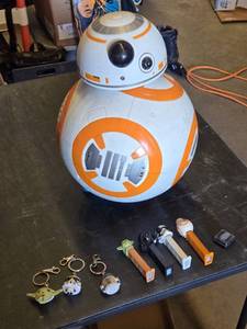 Star Wars BB-8 Figure (missing piece, makes noise) with Assorted Collectibles and Accessories