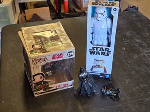 Star Wars Collectible Figures Including Funko Pop Kylo Ren and Stormtrooper