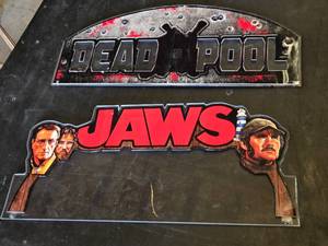 Deadpool and Jaws Pinball Machine Backglasses