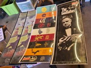 Set of Posters including The Godfather and Game of Thrones House Sigils and Frames