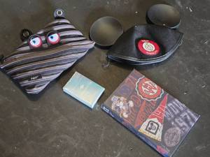 Disney Zipit Monster Pencil Case, Disney Cruise Line Playing Cards, Disney Ears Cap, and Disney Notebook