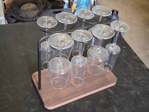 Wine Glass Holder Rack with Wooden Base