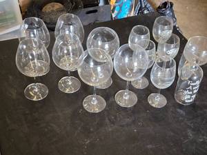 Wine Glasses Assortment including Large Novelty Glass, Bride Squad Glass, and More
