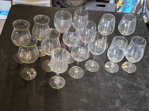 Set of Various Wine Glasses Including Naked Winery and Crystal Designs