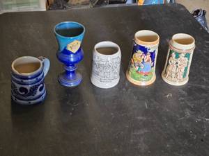 Set of German Beer Steins and Renaissance Festival Goblet