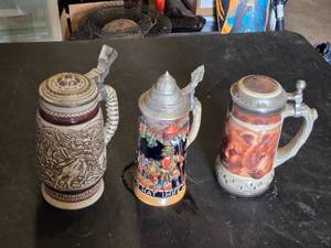 Vintage German Beer Steins Including Avon Ceramarte and Limited Edition Grizzly Stein