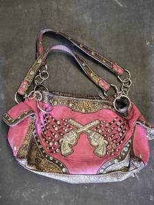 Western Style Handbag with Studded Design