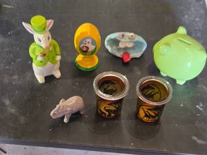 Easter and Animal Figurines, Piggy Bank, and Decor Items