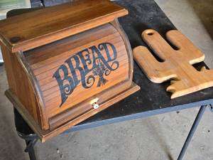 Wooden Bread Box and Cactus-Shaped Cutting Board