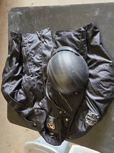 Fieldsheer Motorcycle Jacket and Helmet Set - Back Length 28, Sleeve from Back Mid Neck 36, Chest Appr. 36