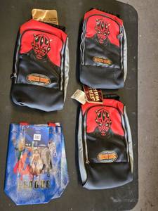 Star Wars Darth Maul Backpack Lot and Justice League Tote Bag
