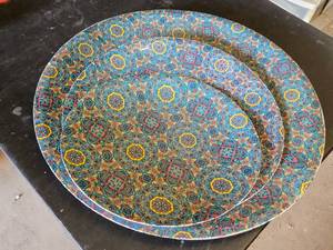 Set of Decorative Metal Plates for Wall Hanging, largest is 24