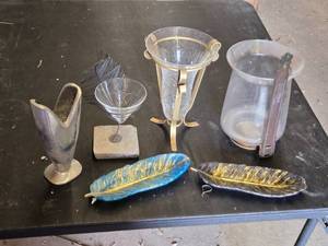 Decorative Vases and Glassware Items, Plastic Feathers