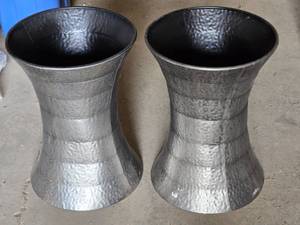 Hammered Metal Planters Set with Flared Design - 23 tall