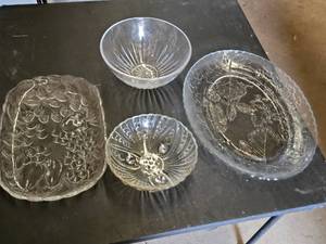 Clear Glass Serving Platters and Bowls Set