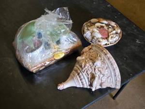 Ceramic Wall Sconce, Shell Decor, and Gift Basket