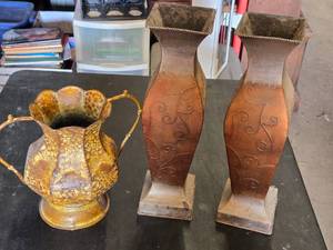 Metal Vases and Decorative Pitcher