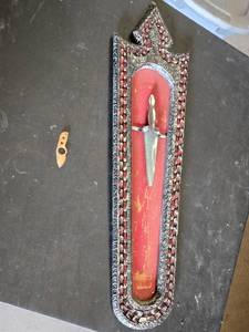 Decorative Dagger Wall Plaque (has one crack) with Metal Dagger