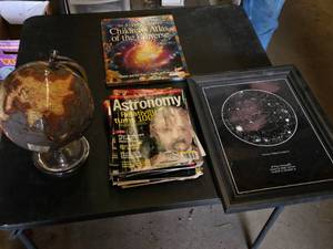 Childrens Atlas, Astronomy Magazines, Globe, and Star Map Set including Childrens Atlas of the Universe, Astronomy magazines, world globe, and personalized star map print.