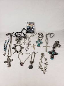 Collection of Cross Necklaces and Jewelry