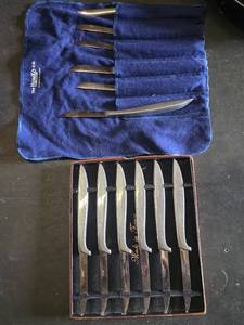 Vintage French Stainless Steel Knife Set and Humko Co. Utensil Set