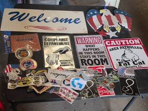 Assorted Home and Garage Decorative Signs and Decals