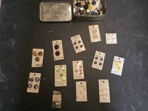 Lot of Assorted Buttons and Sewing Supplies Including La Mode and La Petite