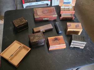 Lot of Decorative Wooden Boxes and Cases Various Sizes and Designs