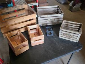 Wooden Crates and Boxes Including Flowers & Garden Label