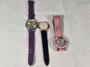 Geneva and Guess Watches including Pink and Purple Band Models, and Black Band Model - Untested