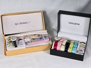 Gruen and Quemex Watch Sets with Interchangeable Bands - Untested