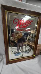 Miller High Life Bar Mirror-Timber Wolf
