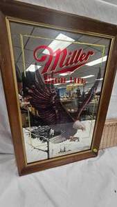 Miller High Life Bar Mirror-Bald Eagle
