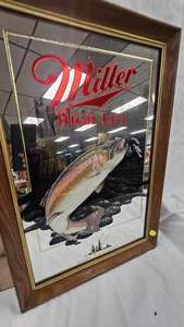 Miller High Life Bar Mirror-Rainbow Trout