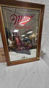 Miller High Life Bar Mirror-White Tail Deer