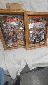 Coors Nature Series Beer Mirror-Big Horn(crack) and Mountain Lion