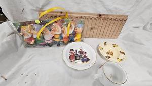 Vintage  Childrens Dishes, Barbie Style Doll, Seven Dwarfs Dolls(70s)