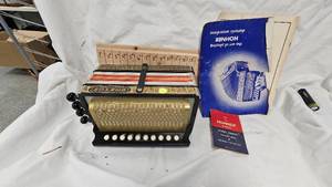 Hohner Pokermark Diotonic Button Accordian, Mid Century