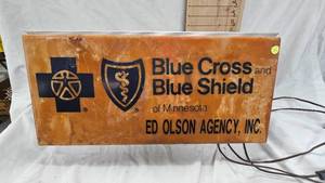 Blue CrossBlue Shield Advertising Sign-Ed Olson Agency, Litchfield, MN