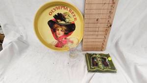 Redwing Ashtry and Vintage Olympia Beer Tray and Hamms Glass