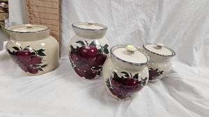 Lot of Home and Garden Party Canisters, Apple Pattern