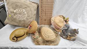 Assorted Vintage Pillow and Hats