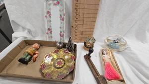 Celluoid Toy, Victorian Lady,  Trinket Basket