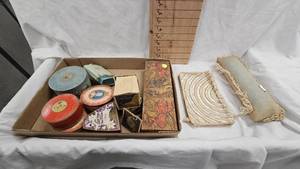 Beaded Purse, Wood Scarf Box,  vintage Powder Boxes