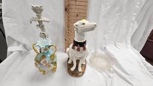 Dog Statue, Candle Holder, Pulled Glass Artwork Flower Vase
