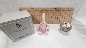 Fenton Glass Bell wbox and Nippon Porcelain
