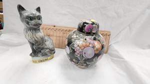 Ginger Jar with Cat Statue